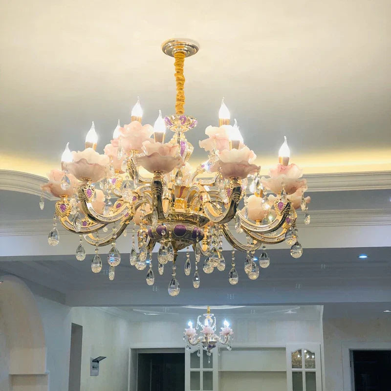 European Style Crystal Chandelier - Elegant Zinc Alloy Pendant Lighting For Modern Decor Chandelier