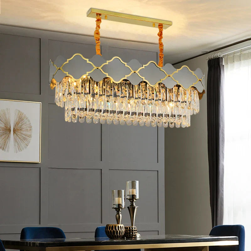 Postmodern Light Stainless Steel Crystal Chandelier - Starry Sky Illumination For Living Dining And