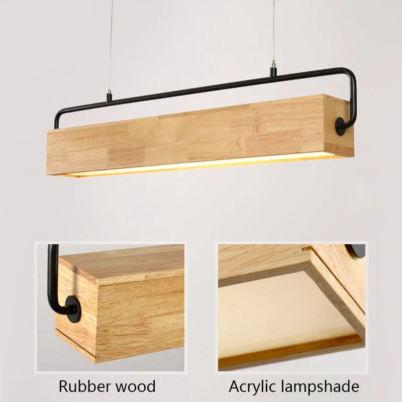 Nordic Wood Pendant Lights - Contemporary Led Lamps For Dining Living Room Kitchen Office Shop Bar