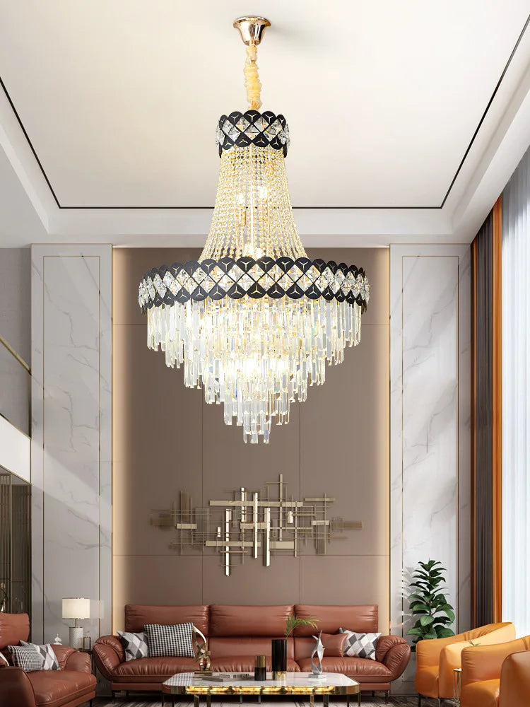 Duplex Building Crystal Chandelier - Post - Modern Light Luxury Elegance For Spiral Staircases