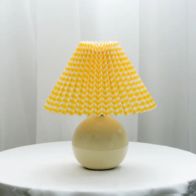 Vintage Pleated Table Lamp With Led E27 Tricolored Bulb - Charming Decorative Night Light For