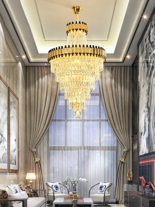 Duplex Building Chandelier - Post - Modern Light Luxury Crystal Elegance For Villas Living Rooms