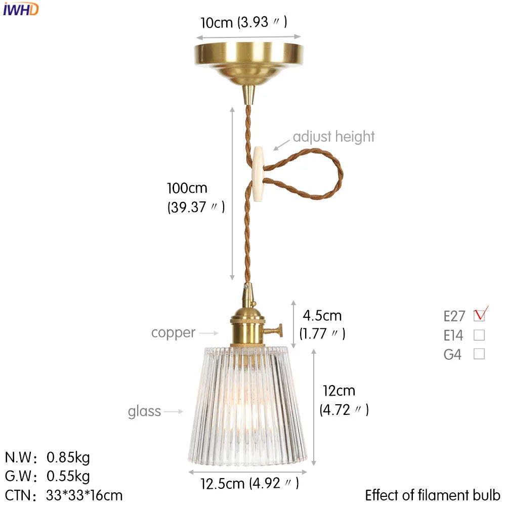 Nordic Glass Pendant Light - Elegant Copper Fixture For Dining And Living Spaces Lights