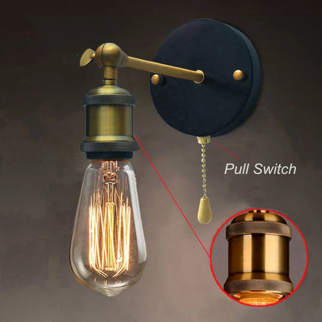 Adjustable Industrial Metal Wall Lamp - Vintage Lighting With Pull Chain Switch Wall Lamp