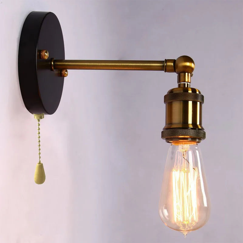 Adjustable Industrial Metal Wall Lamp - Vintage Lighting With Pull Chain Switch Wall Lamp