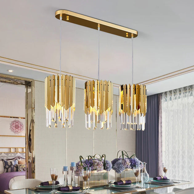 Round Gold K9 Crystal Led Chandelier For Living Spaces - Dining Bedroom And More Pendant Lights