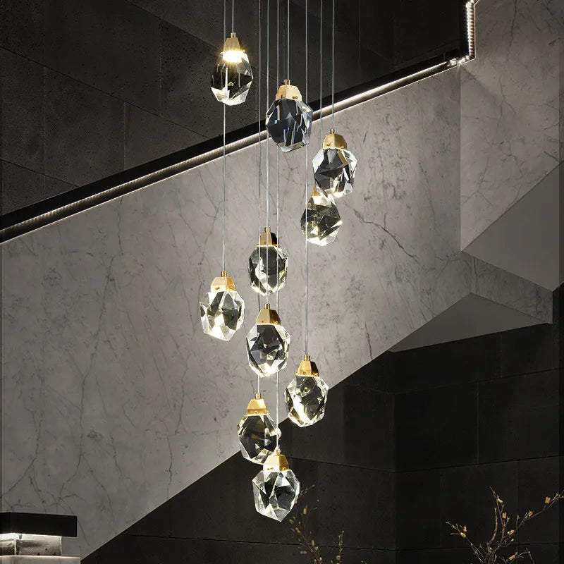 Elegant Light Luxury Crystal Chandelier - Perfect For Staircases Living Rooms Duplexes Villas And