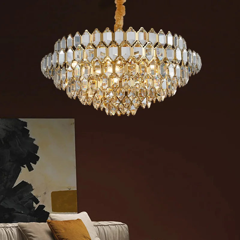 Modern Style Golden Luster Suspended Crystal Chandelier - Elegance For Living Rooms Bedrooms And