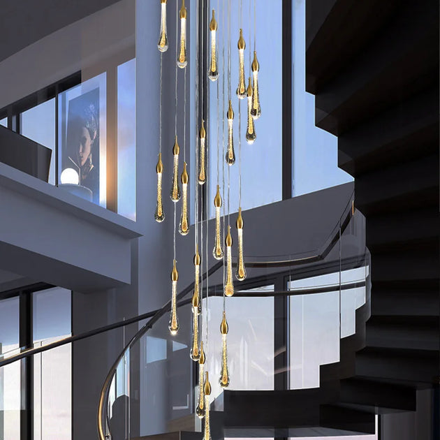 Elegant Postmodern Spiral Staircase Chandelier - A Creative Lighting Fixture For Bedrooms Dining