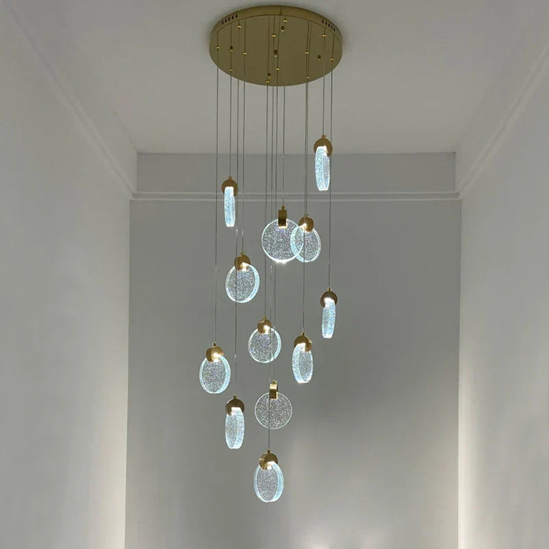 Round Crystal Pendant Light For Living Room Dining Stair Lamp Decoration Exhibition Hall Pendant