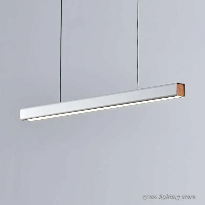 Sleek Wooden Line Led Pendant Lamp - Modern Minimalist Lighting For Office Dining Room Cafe And Bar