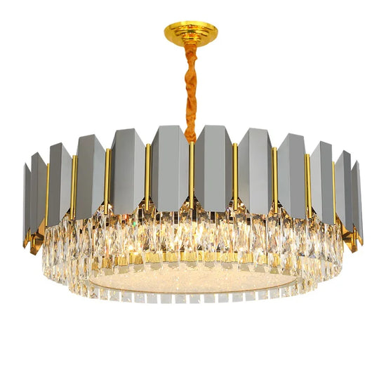 Stainless Steel Light Luxury Crystal Chandelier - A Postmodern Marvel For Living Rooms Simple