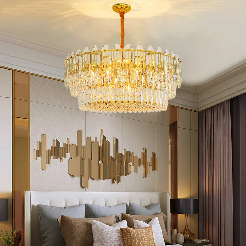 Elegant Post - Modern Crystal Chandelier - Stainless Steel Starry Lamp For Living Rooms Bedrooms