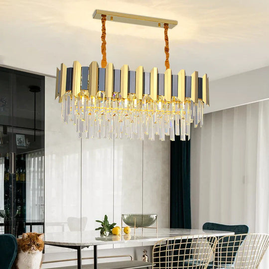 Led Modern Stainless Steel Crystal Chandeliers - Elegant Home Lighting For Foyers And Entrances