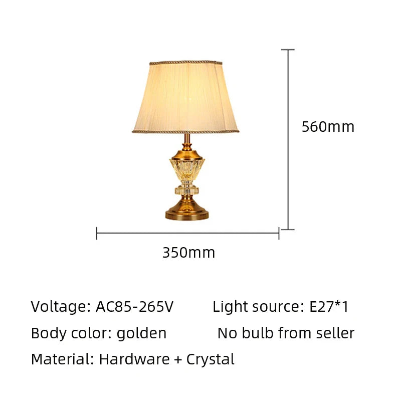 European Crystal Table Lamp - Elegant Bedside Light For Wedding Hotel And Bedroom Decor