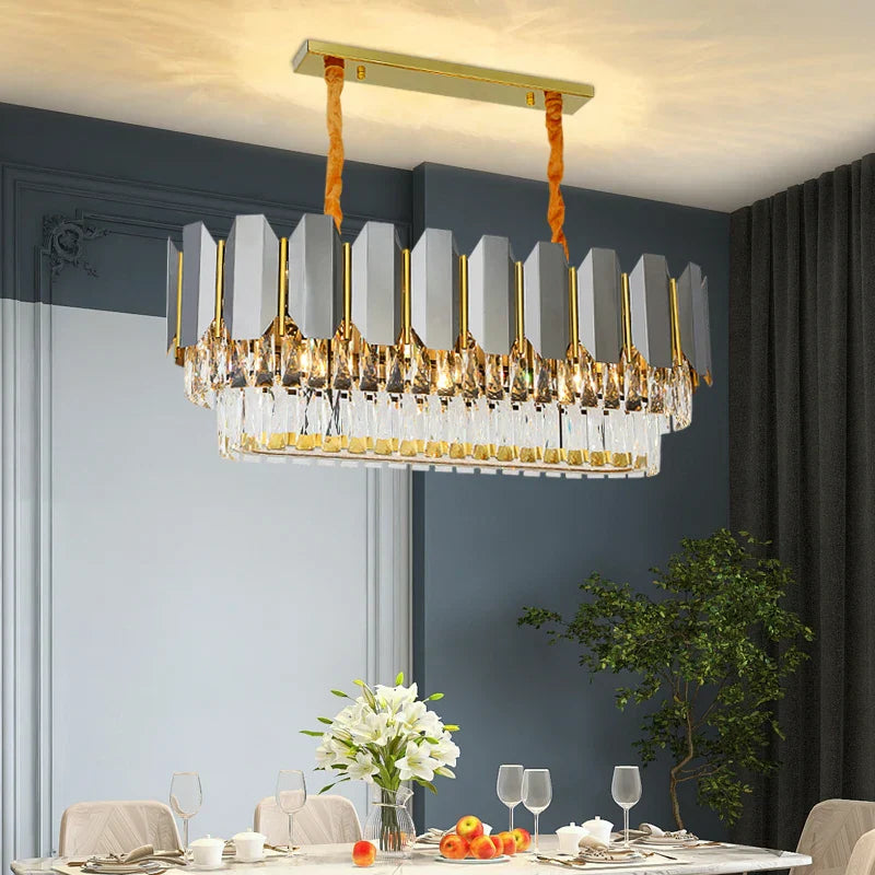 Stainless Steel Light Luxury Crystal Chandelier - A Postmodern Marvel For Living Rooms Simple