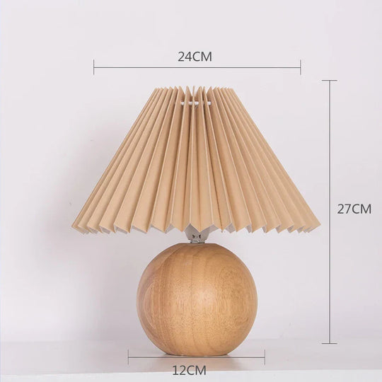 Vintage Pleated Table Lamp With Led E27 Tricolored Bulb - Charming Decorative Night Light For