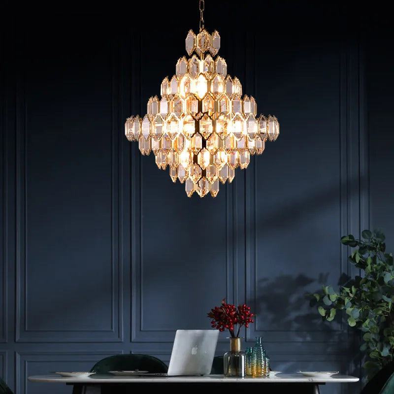 Modern Style Golden Luster Suspended Crystal Chandelier - Elegance For Living Rooms Bedrooms And