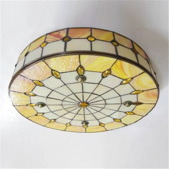 Vintage Mediterranean Tiffany Stained Glass Ceiling Lights - Elegance For Living Dining And