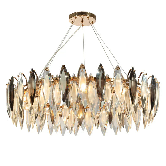 Elegant Round Gold Led Crystal Chandelier - A Modern Luxury Lighting Fixture For Dining Rooms