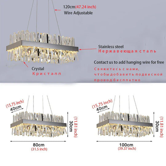 Luxury Crystal Hanging Chandelier For Dining Room And Kitchen Island – Choose Chrome Or Gold