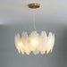 Unique Goose Feather Led Chandelier - Artistic White Glass Designer Lighting Fixture For Foyer And