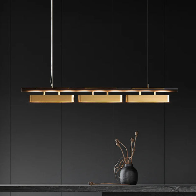 Elegant Black And Gold Led Chandelier - Contemporary Lighting For Dining Kitchen Rooms Pendant