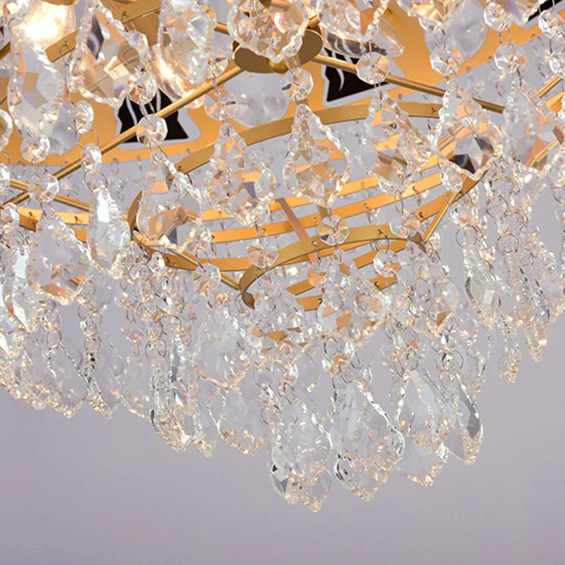 Elegant French Pastoral Golden Crystal Chandelier - Perfect For Living Rooms Dining Bedrooms And