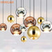 Vintage Loft Pendant Lights With Plated Copper Gold And Silver Accents - Glass Ball Hanging Lamp
