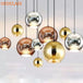Vintage Loft Pendant Lights With Plated Copper Gold And Silver Accents - Glass Ball Hanging Lamp