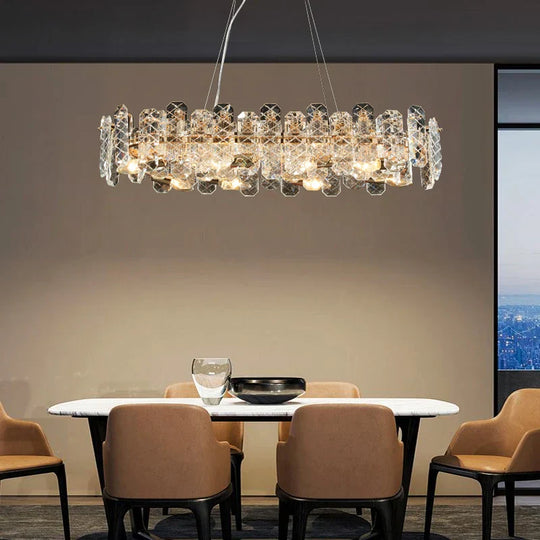 Modern Lustre Crystal Led Pendant Lights - Elegant Illumination For Living Dining And Bedroom