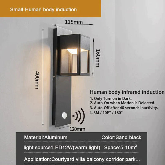 Charlotte’s Ip67 Waterproof Outdoor Led Wall Light With Motion Sensor - Stylish Garden And Porch