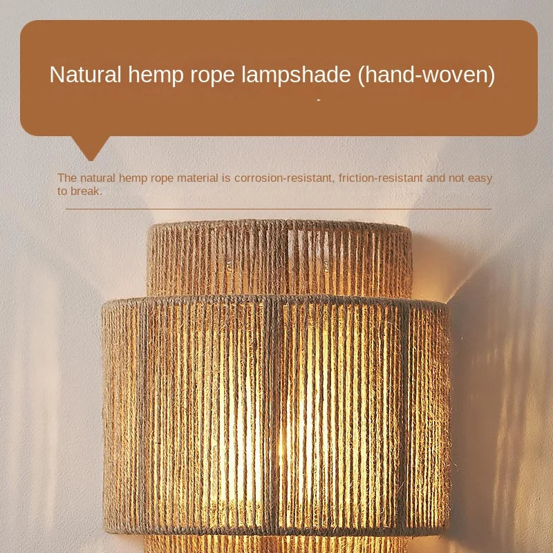 Retro Bohemian Rattan Wall Lamp - Artistic Lighting For Bedroom Restaurant And More Wall Lamp