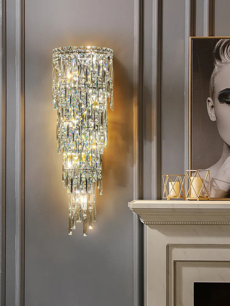 Elena’s Multi - Layer Crystal Pendant Wall Lamp - High - Quality Elegance For Your Living Spaces