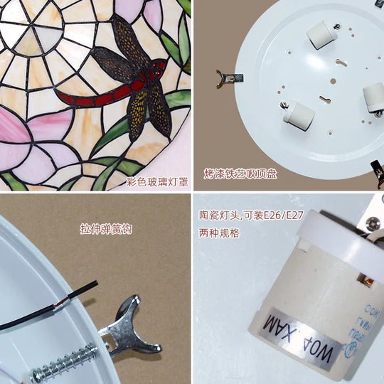 Tiffany Stained Glass Round Ultra - Thin Ceiling Lamp - Elegance For Balconies Corridors Bedrooms