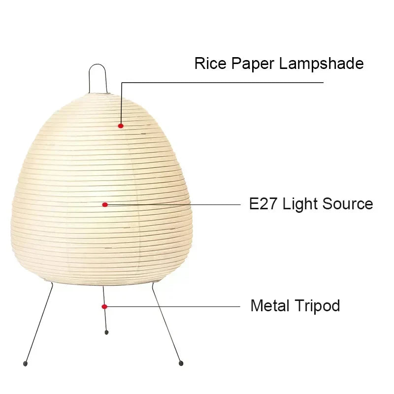 Japanese Rice Paper Lantern Led Table Lamp - Artistic Decor For Living Room Bedroom And Study