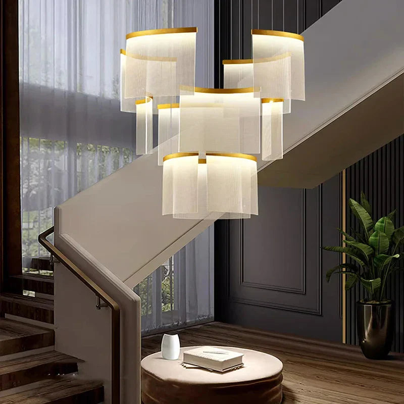 Chic Nordic Stair Chandelier - Versatile Pendant And Ceiling Lights For Living Dining Rooms