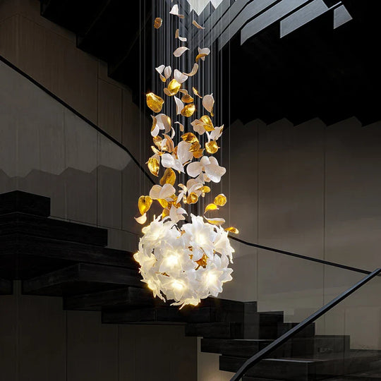 Ruibopad Loft Crystal Ceiling Chandelier - Luxury Hanging Light For Staircases Living Rooms And