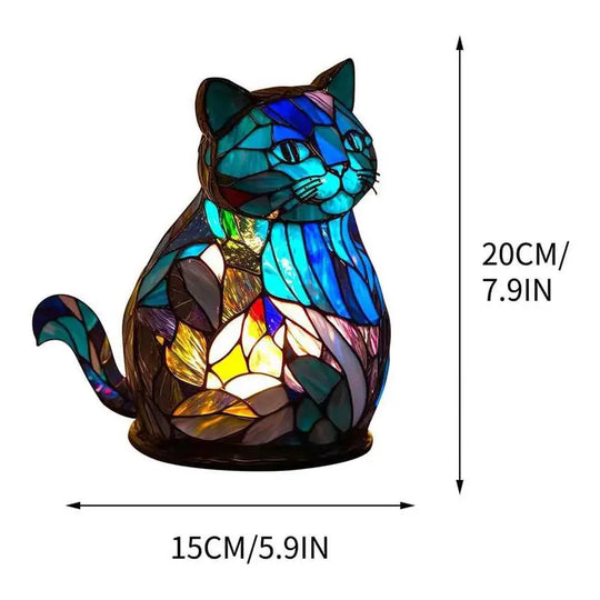 Resin Stained Glass Animal Table Lamp Series - Colorful Night Lights Featuring Lion Dolphin Wolf