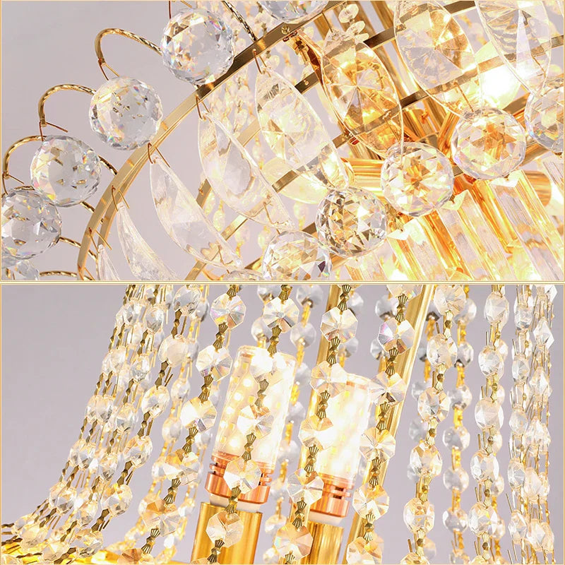 European - Style Duplex High Ceiling Chandelier - Golden Elegance For Grand Halls And Stairwell