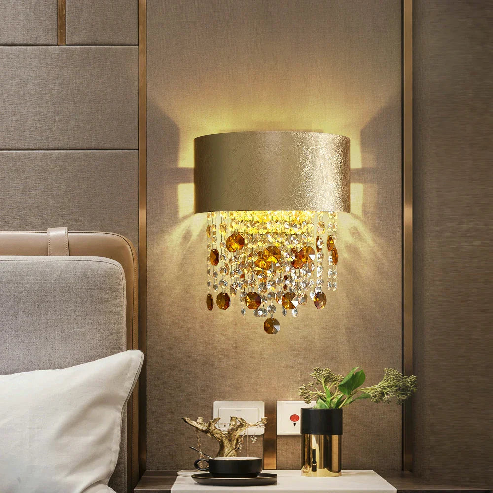 Ricardo - New Modern Bedroom Golden Retro Wall Lamp Elevate Your Space With Luxury Crystal Lighting