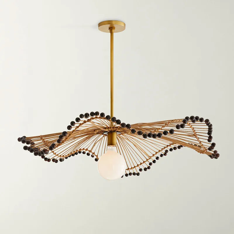 Japanese Bamboo Woven Pendant Lamp - Artistic Rattan Lighting Fixture For Restaurants Bedrooms And