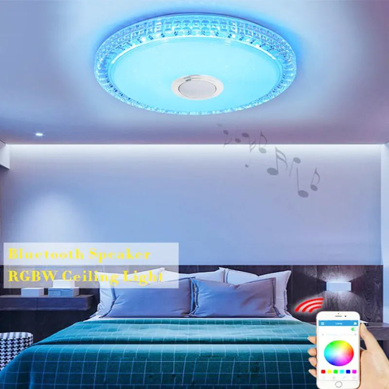 Led Ceiling Light With Smart App Control And Bluetooth Speaker - Modern Lighting For Your Living