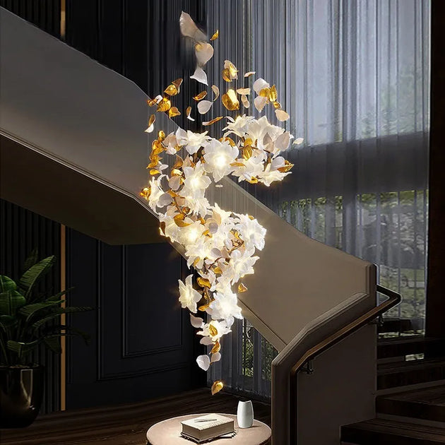 Ruibopad Loft Crystal Ceiling Chandelier - Luxury Hanging Light For Staircases Living Rooms And