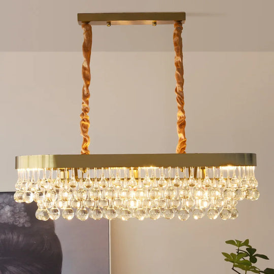 Elegant Round Water Drop Golden Chandelier - A Postmodern Light Luxury Fixture For Living Rooms