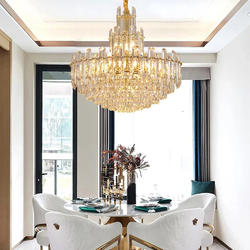 Luxury Gold Led Crystal Pendant Lights - Artistic Ceiling Decor For Maison - Inspired Living Spaces