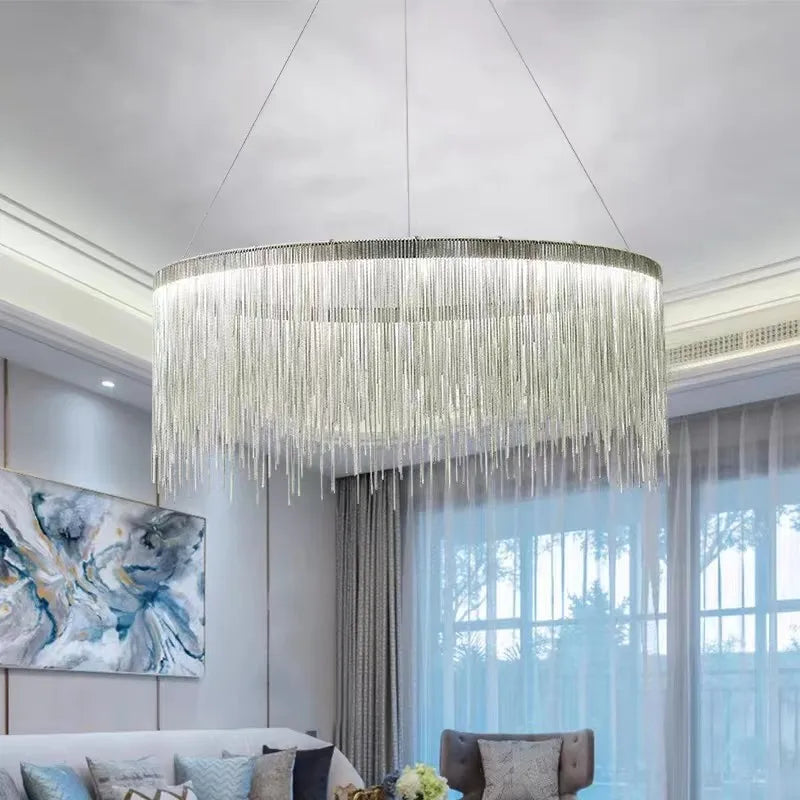 Postmodern Bohemian Chandelier - A Creative Designer Luxury Coffee Tables Light With Tassel Accents