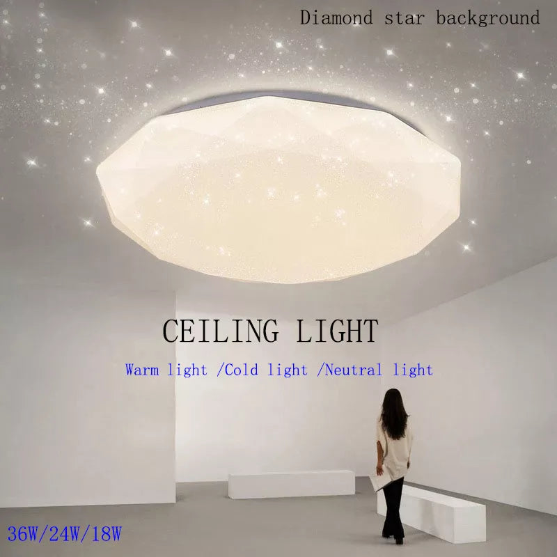 Starry Sky Led Ceiling Lamp - Modern Lighting Fixture For Dining Room Living And Bedroom 36W 24W