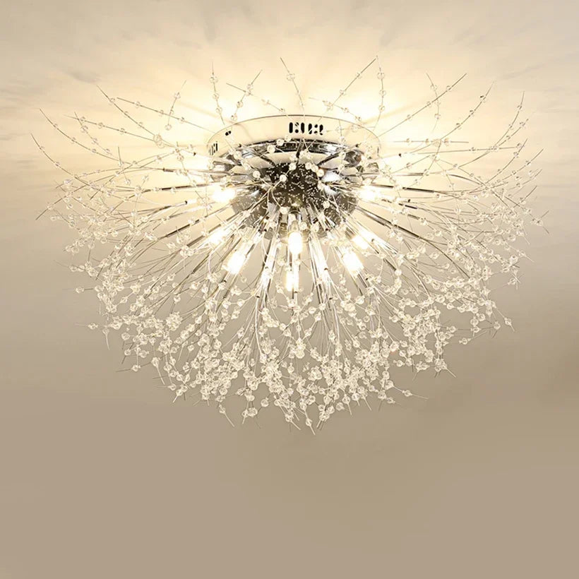 Nordic Dandelion Led Chandelier Ceiling Lamp - Sparkling Ball And Snowflake Lights Perfect For