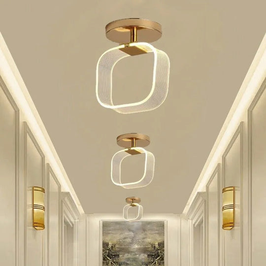 Modern Led Ceiling Light - Acrylic Geometry Linear Decoration Lamp In Black And Gold For Bedroom